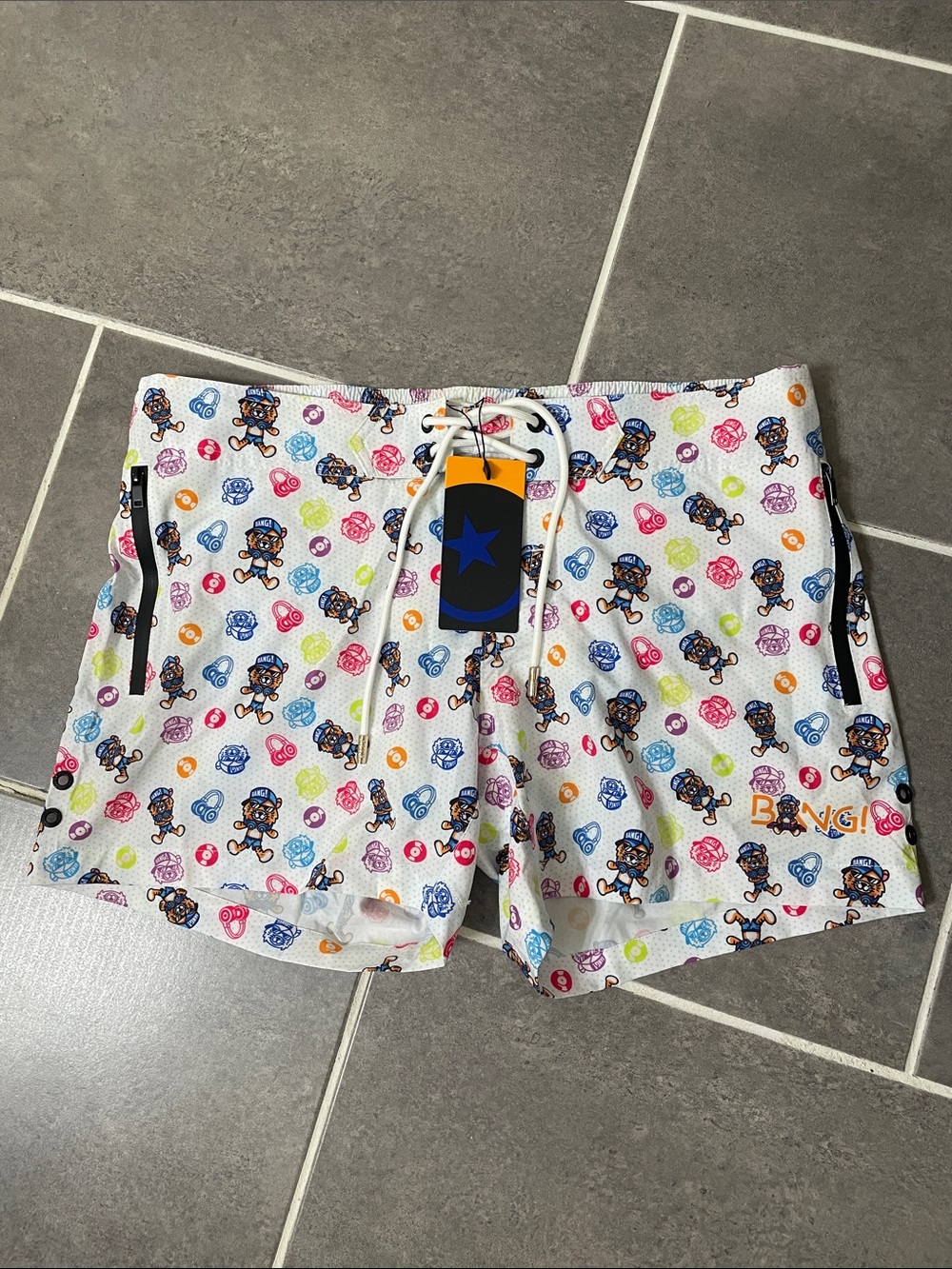 BANG Miami Hey Mister TJ Pool Side Mix Resort Swim Trunks size large